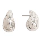 Silver Diamante Teardrop Stud Earrings