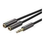 Orico Splitter Aux 1 X 3.5MM Male To 2 X 3.5MM Female 25CM Gold Plated – Black