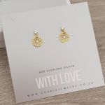 Chanique-gold - Gold Plated 925 Sterling Silver Heart Dangle Earrings Size 7MM