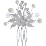 Bridal Hair Comb Flower Small With Pearls & Diamantes