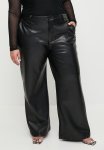 Cotton On Plus Faux Leather Wide Leg Pant - Black