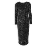 Black Sequins Velour Dress