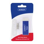 Marlin Metal Sharpener 1 Hole + Eraser 60 X 20 X 10MM Pack Of 12