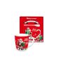 Red Merry Christmas Gift Cup With Santa Printing And Ceramic Spoon Lid