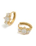 Waterproof Gold Plated Stainless Steel Cubic Zirconia Trio MINI Huggie Earrings