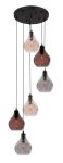 Metal Pendant With Crackle Glass - 6 Light