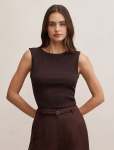 Frankie Boat Neck Tank Top - XL Chocolate