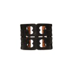 Cut Out Logo Leather Cuff Black