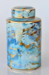 Multi Blue & Gold Bold Splashes Jar 30X17CM
