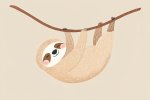 Happy Sloth Neutral Canvas Print - 600MM X 600MM
