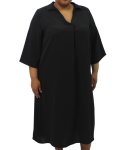 Ladies Plain Collar Pleat Dress - 60 Black