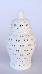 White ‘diamond’ Cut-out Temple Jar – 47X23CM