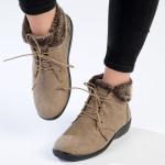 Yuina Fur Collar Ankle Boot - Taupe - 9