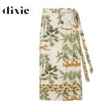 Cheetah Palm Tree Print Wrap Skirt Maxi - Sage S