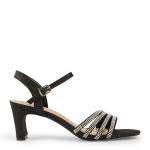Black Glitter Low Heel Sandal