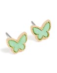 Goldair Gold Light Green Acrylic Butterfly Stud Earrings