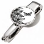 Handbag Holder With Bag Clip Black Flowers