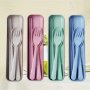 Wheat Straw Cutlery Portable Flatware Set Chopsticks Fork And Spoon With Travel Case