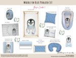Cot Duvet Bedding Waddle On Blue Penguin Set