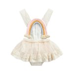 Lace Beige Rainbow Boho Tutu Romper