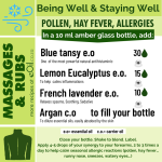 Pollen Hay Fever Allergies Massage RECIPE SYNERGY - Being Well Collection