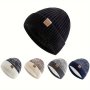 Winter Beanie - Thick Fleece-lined Windproof & Ear-warming Knit Hat For Couples Stylish Color Block Design