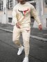 Bull Head Print Men's 2Pcs Outfits Casual Crew Neck Long Sleeve T-Shirt Sweatshirt & Drawstring Sweatpants Joggers Set For Winter Fall Men's Sweatsuit Clothing