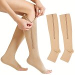 Men And Women Unisex Open Toe Sports Compressure Socks Breathable Toeless Leg Support Shaping Stocking With Zipper Socks Relieve
