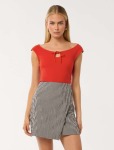 Audrey Tie Front Top - L Racing Red