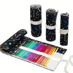 Creative Handmade Canvas Pen Curtain 12 24 36 48 72 Holes Large Capacity Pencil Case Sketch Stationery Box Pencil Case Simple St
