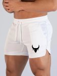 Men's Bullhead Pattern Sports Shorts With Drawstrings Casual Quick-drying Breathable Outdoors Training Workout Running Fitness S