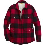 Dickies Women's Flannel Sherpa Lined Chore Coat English Red black Buffalo Plaid Extra Large