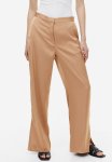 Wide Satin Trousers - Dark Beige