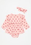 PoP Candy Heart Print Romper Dress & Headband Set-pink