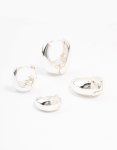Silver Plated Small & Medium Oval Huggie Earrings