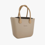 Black Print Gold Zip Handbag In Stone - Stone Onesize