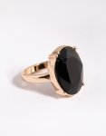 Black Statement Stone Cocktail Ring - M l