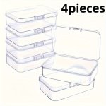 4-PACK MINI Plastic Storage Boxes With Lids - Transparent Jewelry Organizer Containers For Beads Pill Organizer Craft Supplies A
