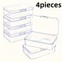 4-PACK MINI Plastic Storage Boxes With Lids - Transparent Jewelry Organizer Containers For Beads Pill Organizer Craft Supplies And Game Pieces