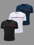 3 Pack Men's Casual Short Sleeve Crew Neck T-shirts Breathable And Lightweight For Summer Sport And Casual Wear