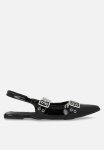 Plum Keira Slingback Flat - Black