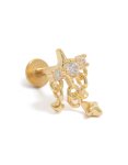 Goldair Gold Plated Surgical Steel Cubic Zirconia Drop Star Single Flat Back Stud