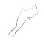 Glasses Chain - Tiny Blue Stones Gold Chains