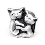C523-C28218 - Sterling Silver Hugging Cats European Charm Bead