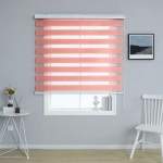Smte Quality Roller Zebra Blinds Dual Layer Night Blinds For Windows -pink 300 Cm With Keychain
