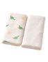 Dino Green And White Muslin Baby Throws- 2 Pack