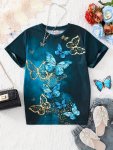Teen Girls T-shirts Trend "butterflies" Graphic Casual Tees Comfort Fit Short Sleeve Crew Neck Tees Top Kids Summer Clothes