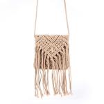 Lorelai Grey Crochet Fringe Crossbody Pouch Bag - Grey Crochet