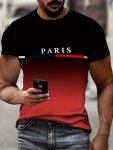 Men's Casual Short Sleeve T-Shirt With 3D Digital Printing Gradient Color Breathable Polyester Blend Round Neck Short Sleeves Su