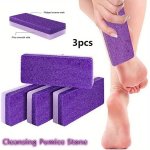 3PCS Reusable Foot Pumice Stones - Callus & Dead Skin Remover Dual Grit Pedicure Scrubbers For Smooth Feet Purple